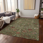 Machine Washable Indoor/ Outdoor Traditional Kashan Chantille Rug