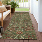 Machine Washable Indoor/ Outdoor Traditional Kashan Chantille Rug