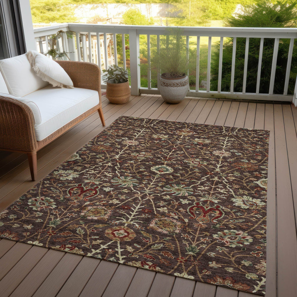 Machine Washable Indoor/ Outdoor Traditional Kashan Chantille Rug