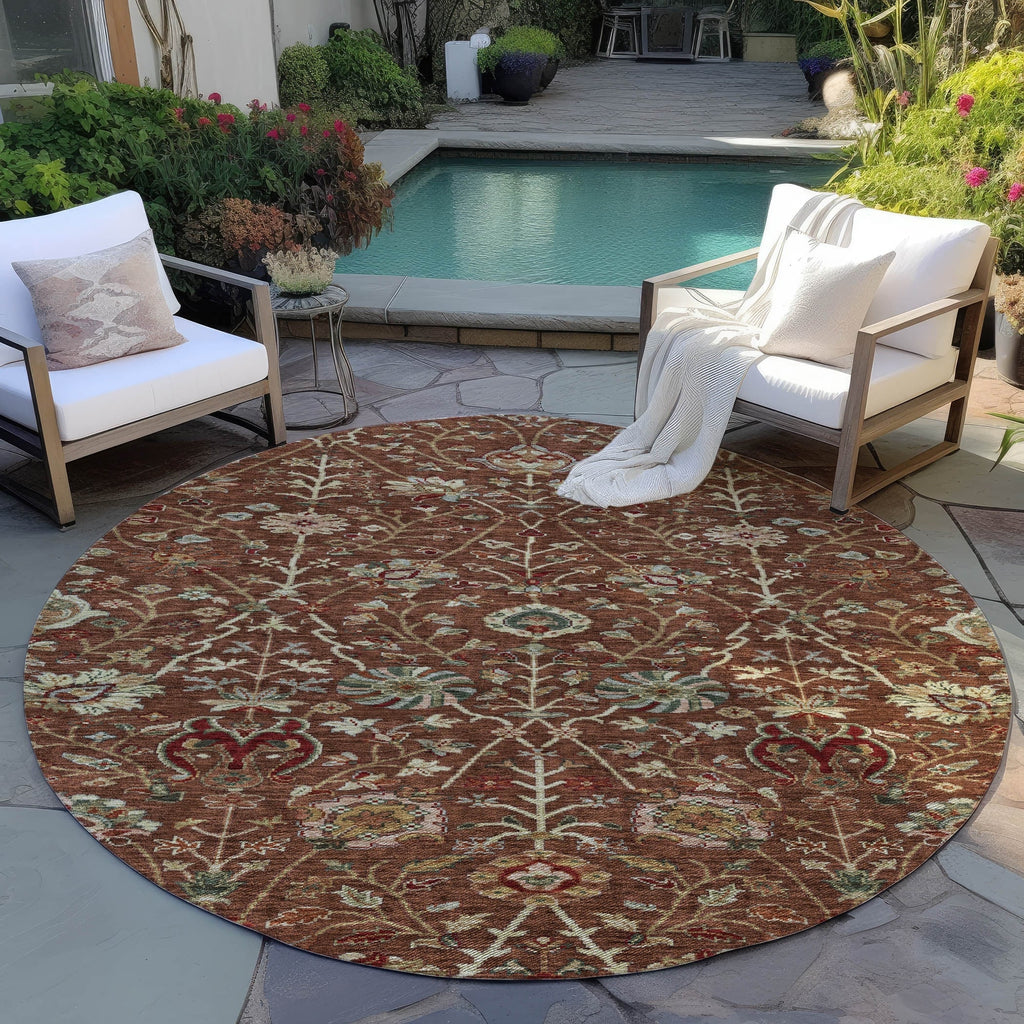 Machine Washable Indoor/ Outdoor Traditional Kashan Chantille Rug