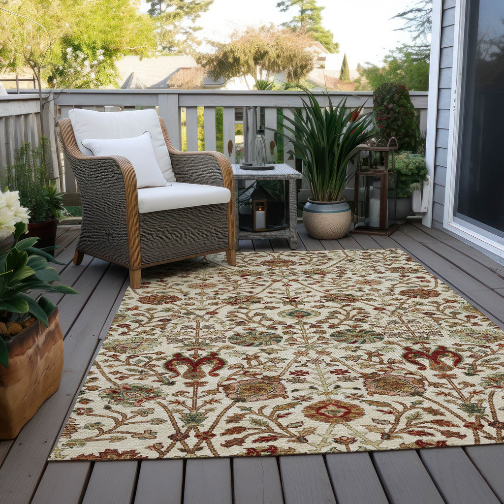 Machine Washable Indoor/ Outdoor Traditional Kashan Chantille Rug
