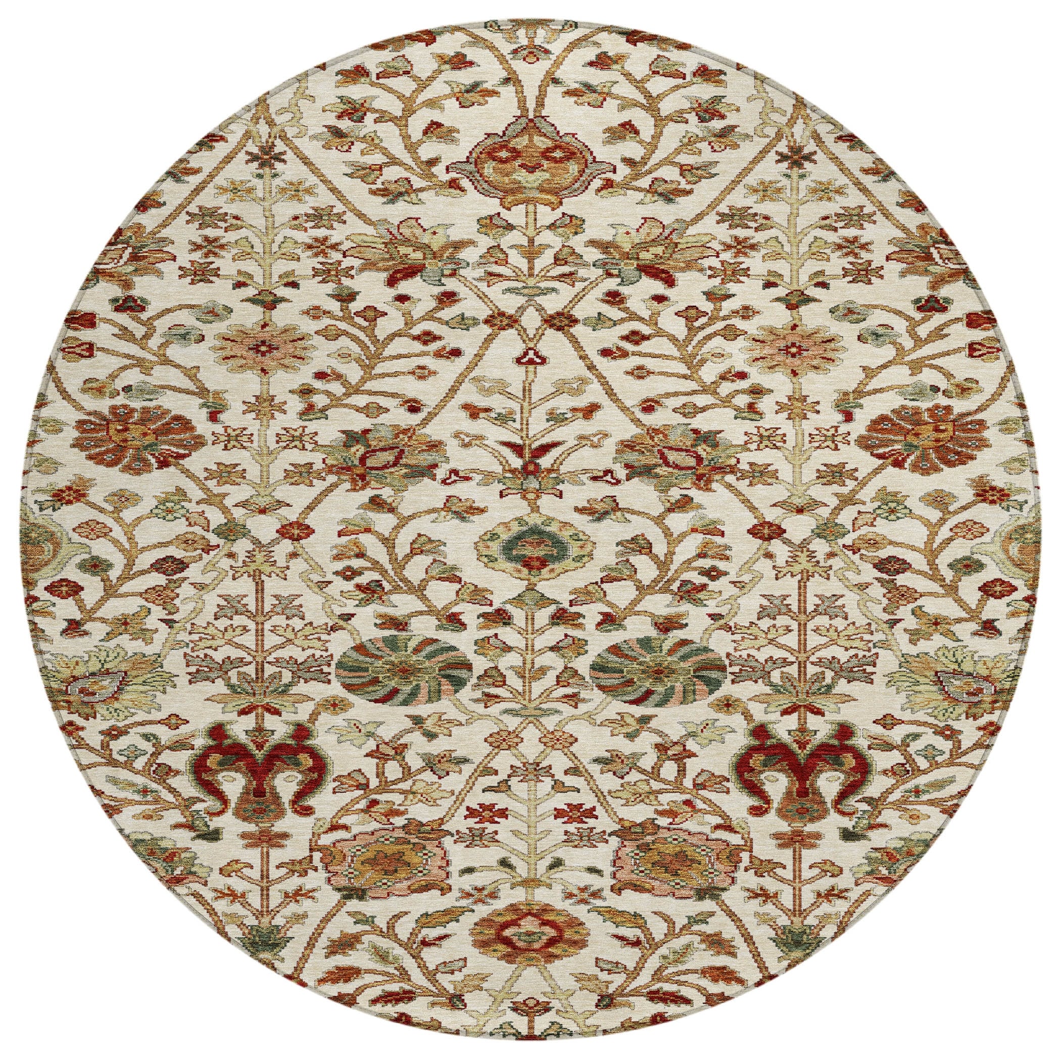 Machine Washable Indoor/ Outdoor Traditional Kashan Chantille Rug