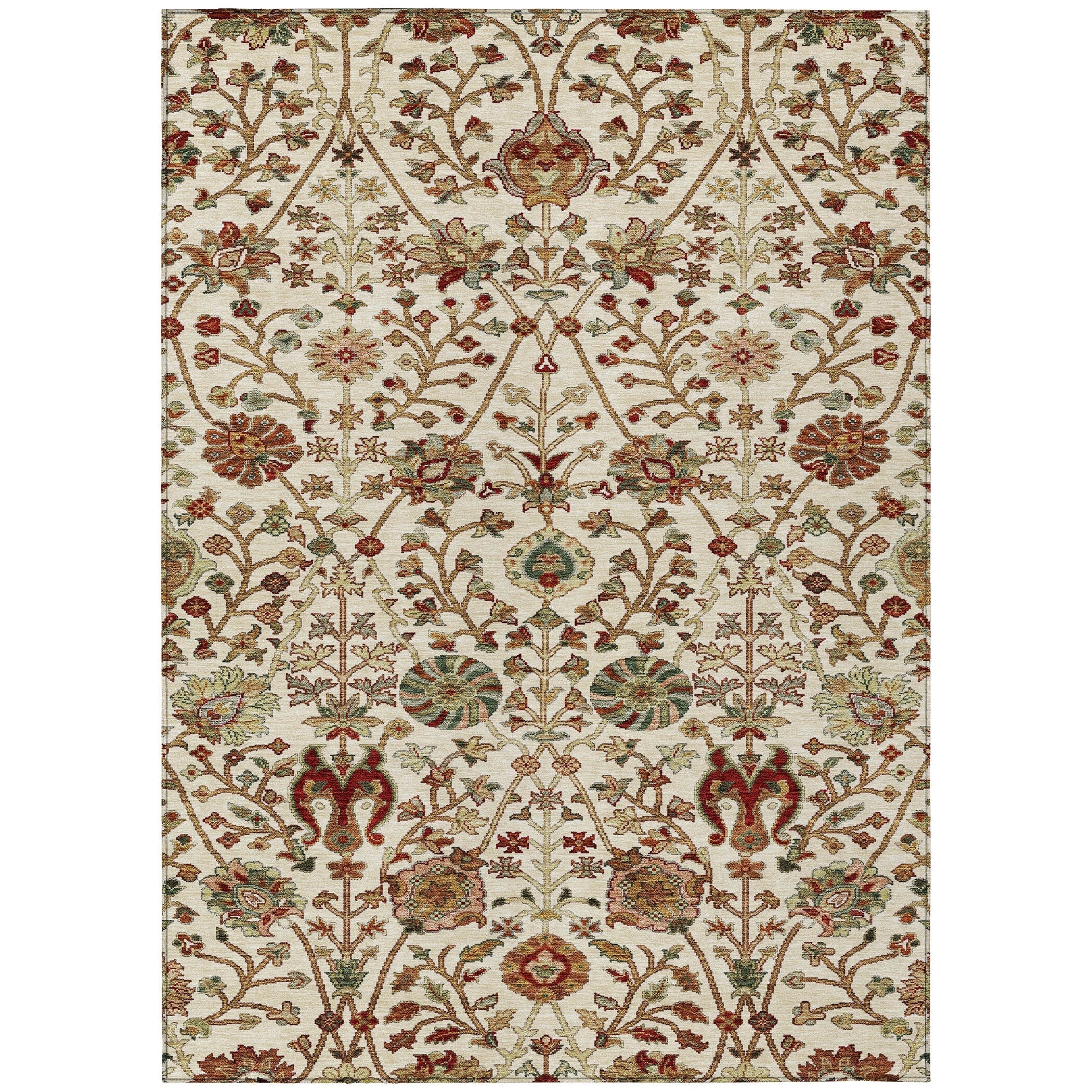 Machine Washable Indoor/ Outdoor Traditional Kashan Chantille Rug