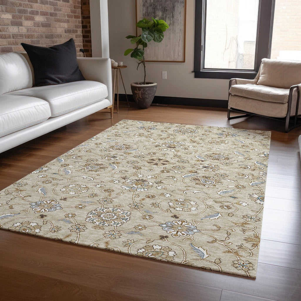 Machine Washable Indoor/ Outdoor Traditional KashanChantille Rug
