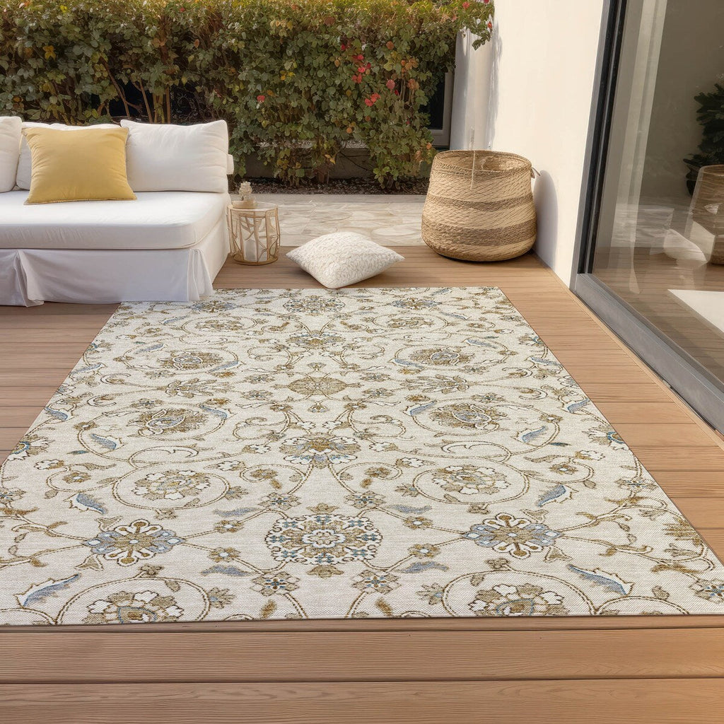 Machine Washable Indoor/ Outdoor Traditional KashanChantille Rug