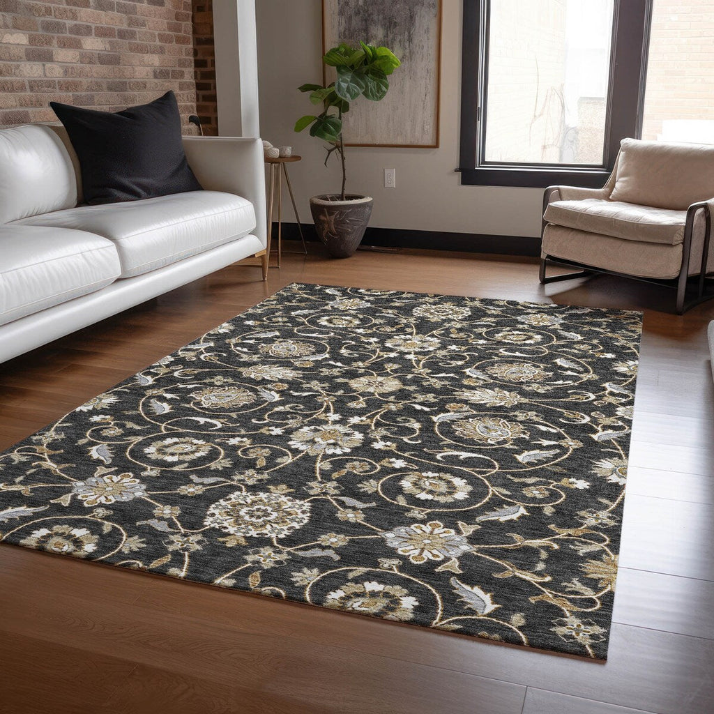 Machine Washable Indoor/ Outdoor Traditional KashanChantille Rug