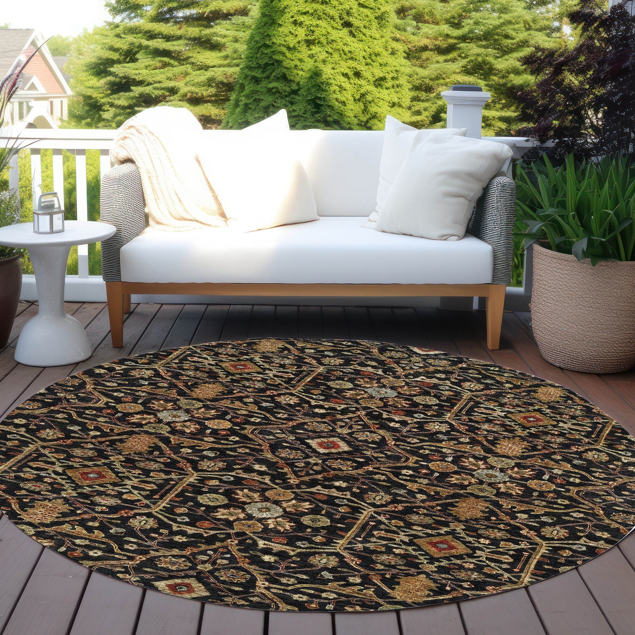 Machine Washable Indoor/ Outdoor Traditional Persian Chantille Rug