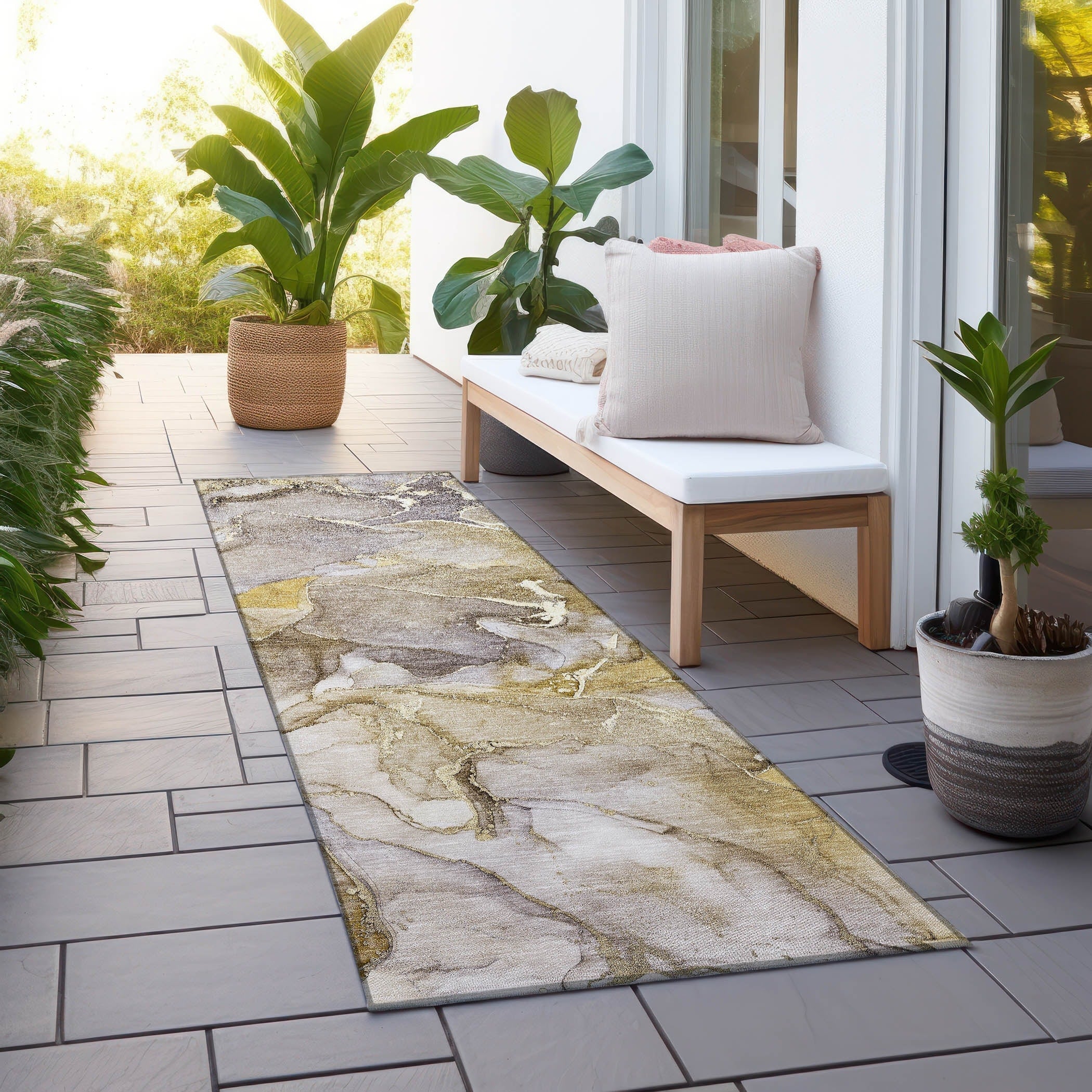 Machine Washable Indoor/ Outdoor Chantille Watercolor Rug