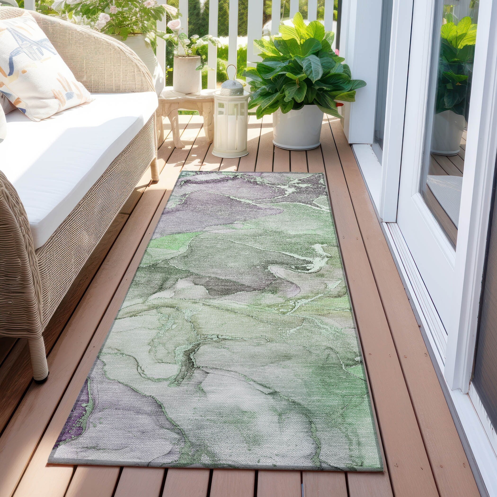 Machine Washable Indoor/ Outdoor Chantille Watercolor Rug