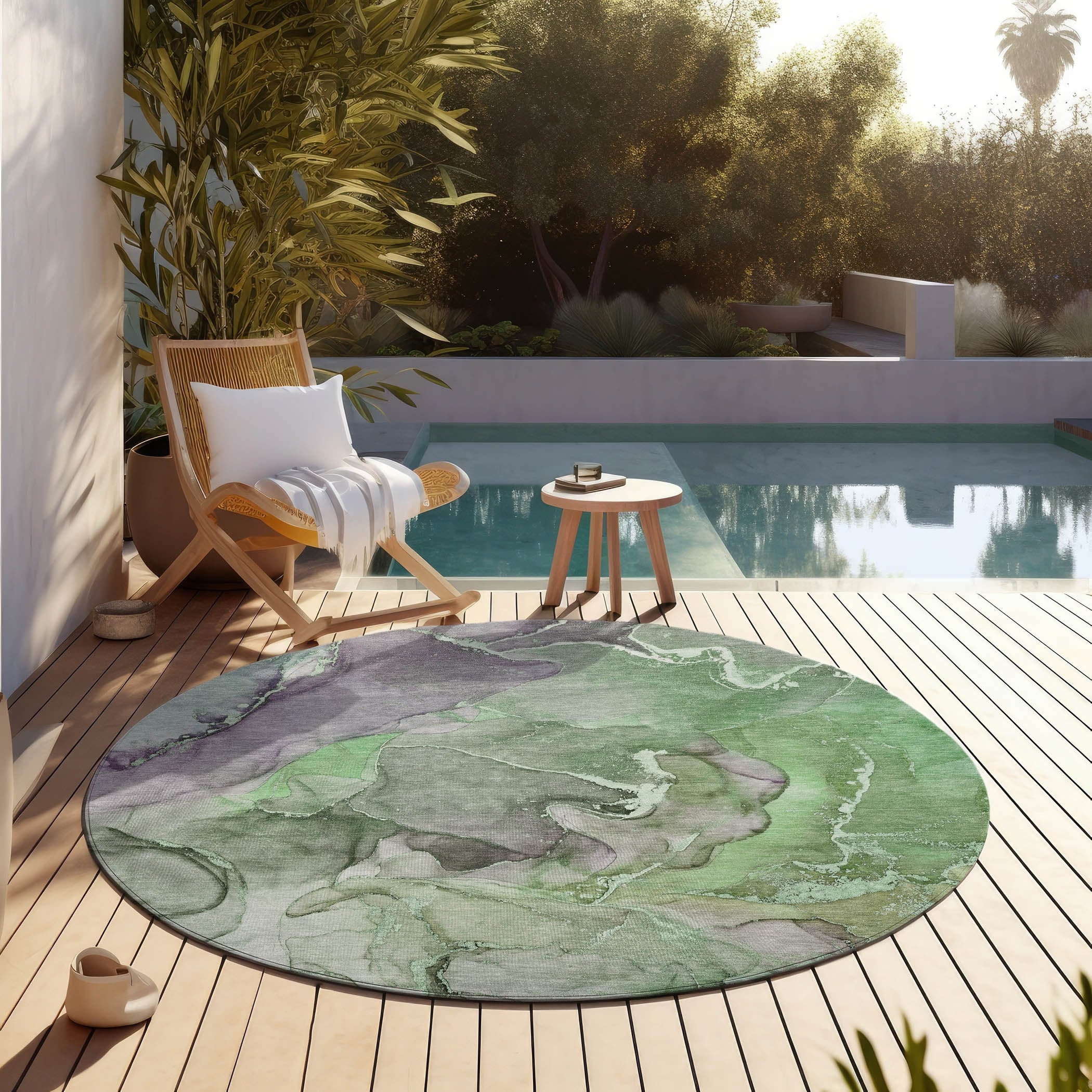 Machine Washable Indoor/ Outdoor Chantille Watercolor Rug