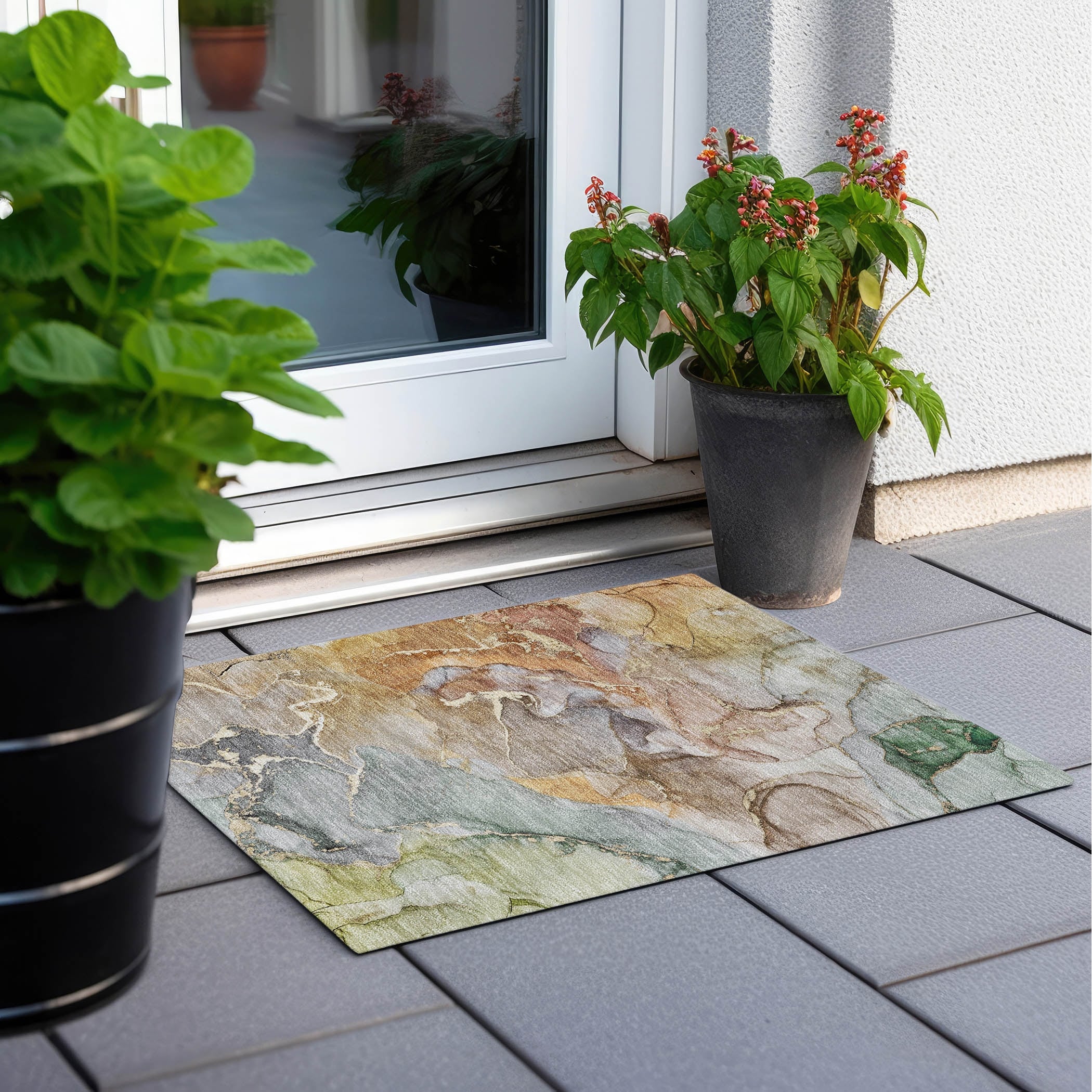 Machine Washable Indoor/ Outdoor Chantille Watercolor Rug