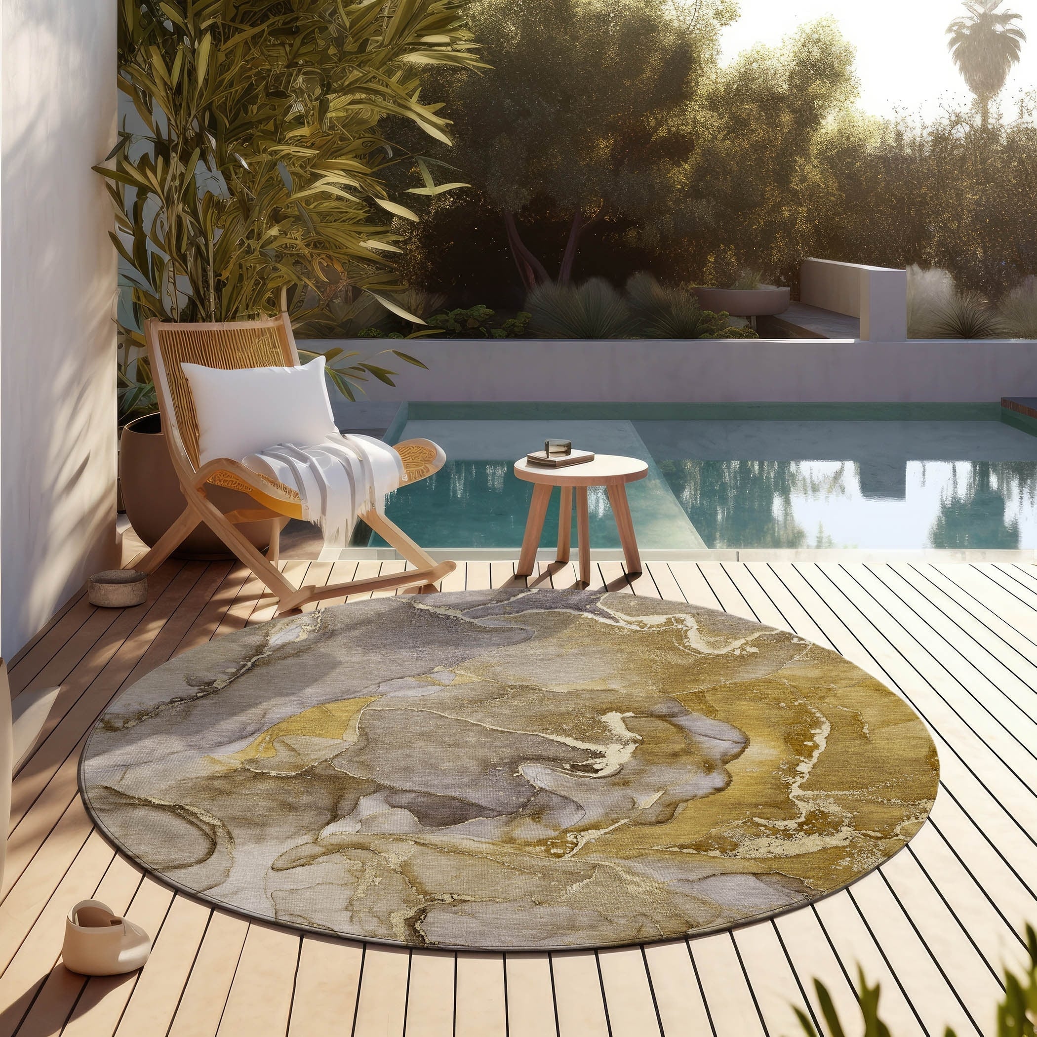 Machine Washable Indoor/ Outdoor Chantille Watercolor Rug