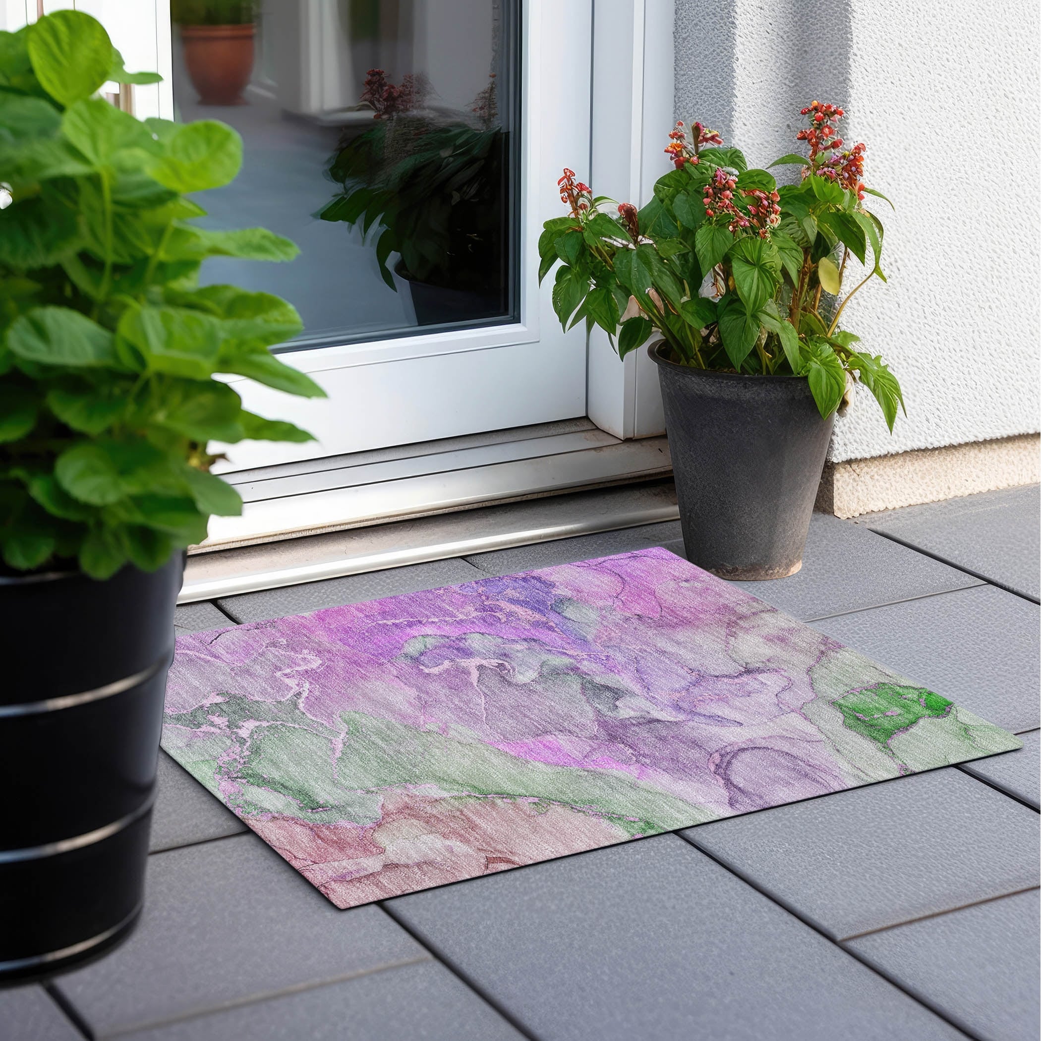 Machine Washable Indoor/ Outdoor Chantille Watercolor Rug