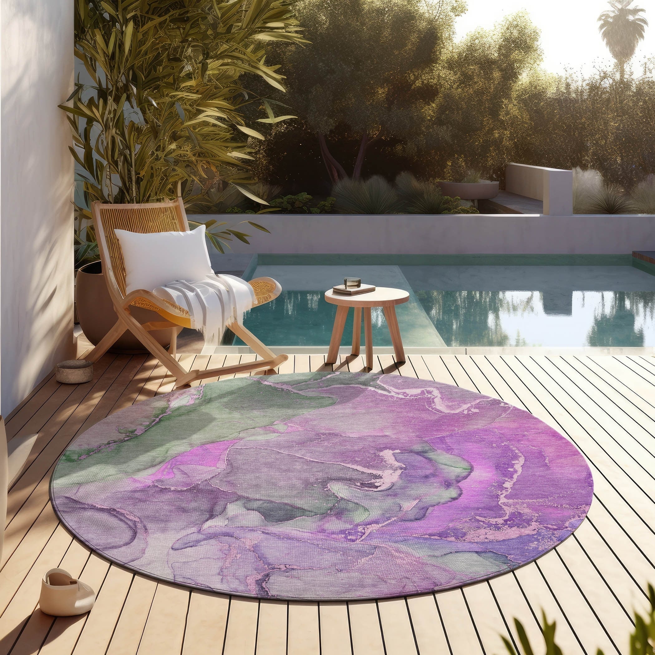 Machine Washable Indoor/ Outdoor Chantille Watercolor Rug
