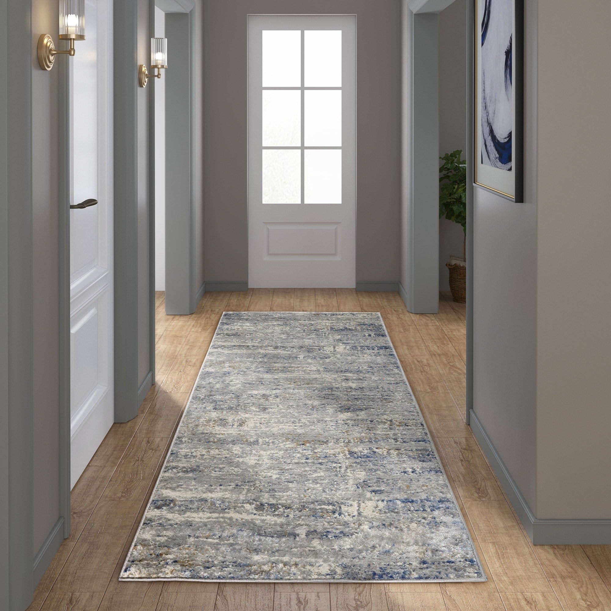 Madison Park Alexandria Grey/ Cream Cozy Shag Abstract Area Rug