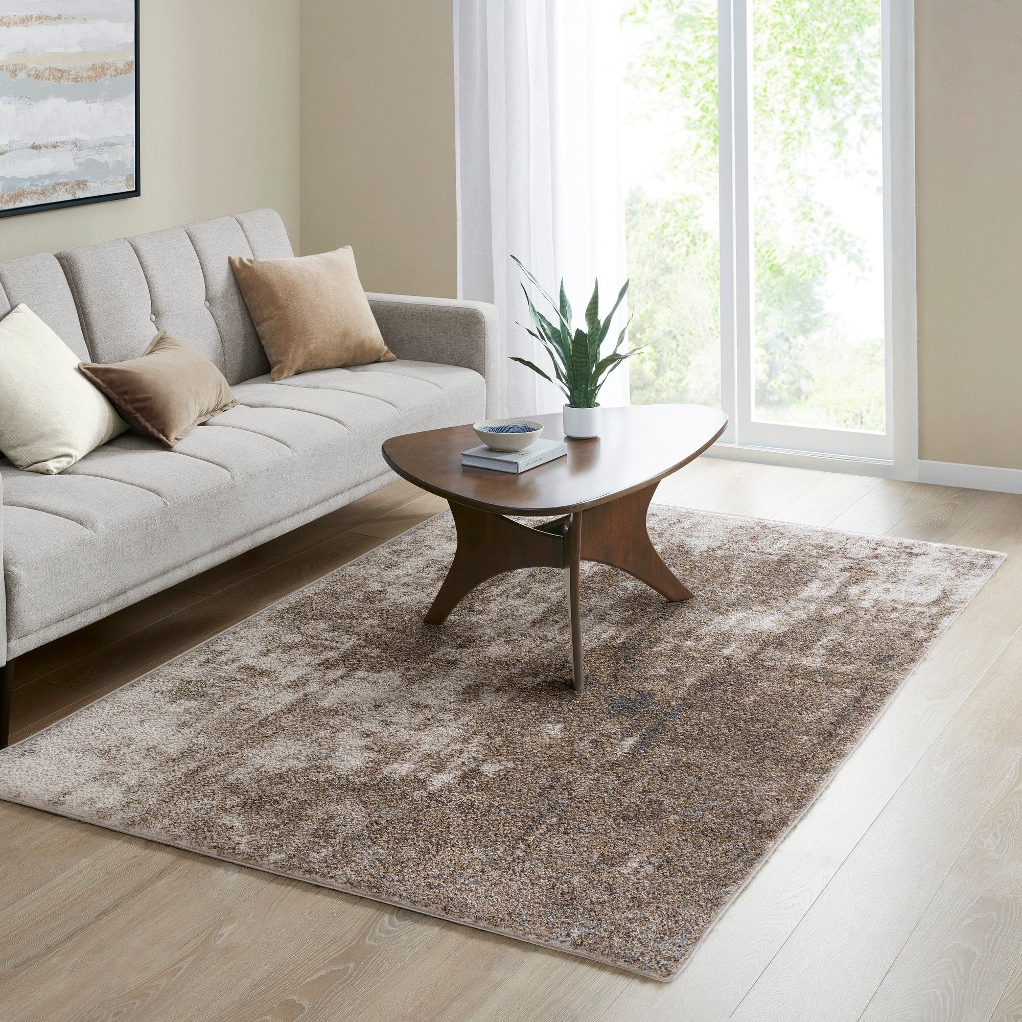 Madison Park Alexandria Grey/ Cream Cozy Shag Abstract Area Rug