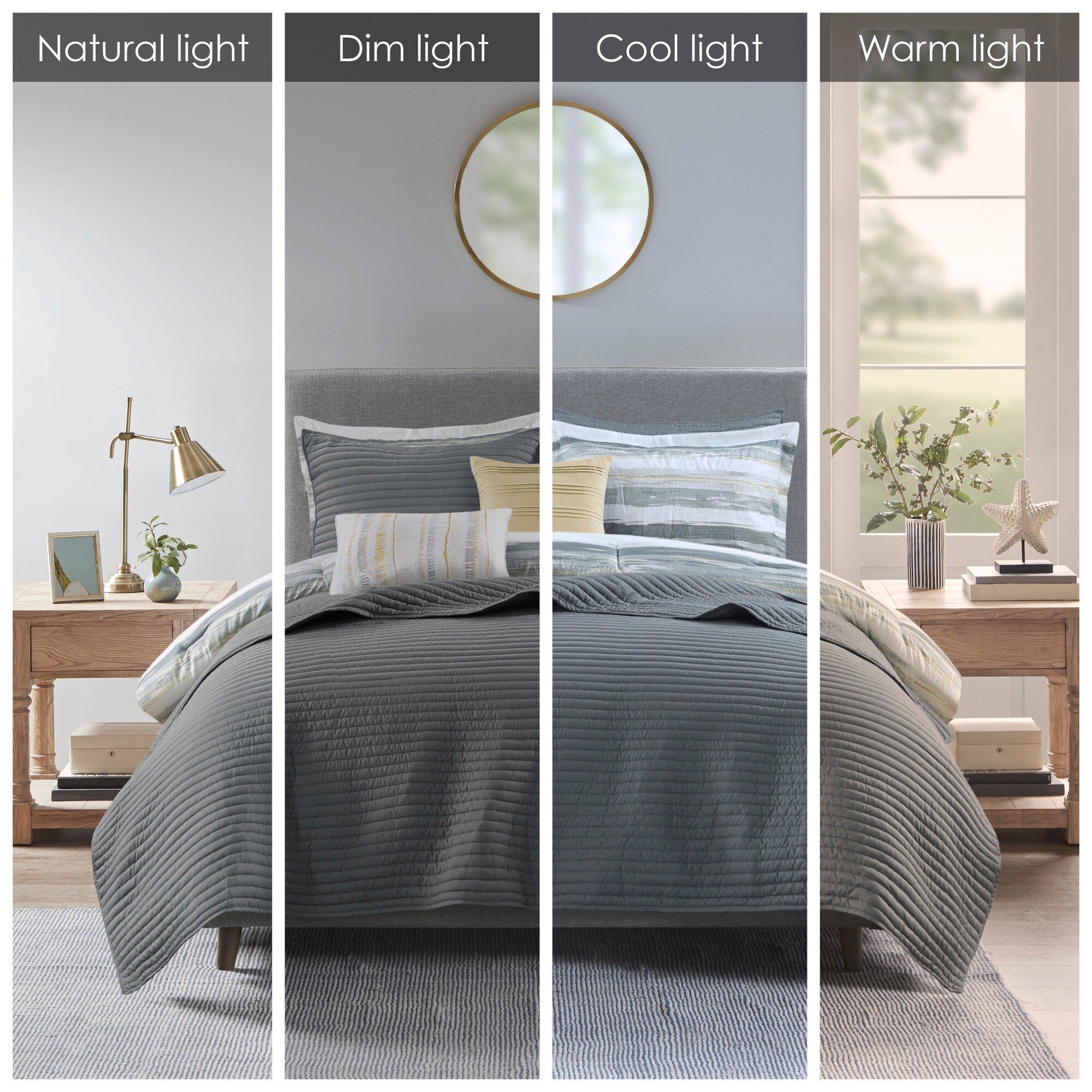 Madison Park Anchorage 8 Piece Printed Seersucker Comforter and Quilt Set Collection