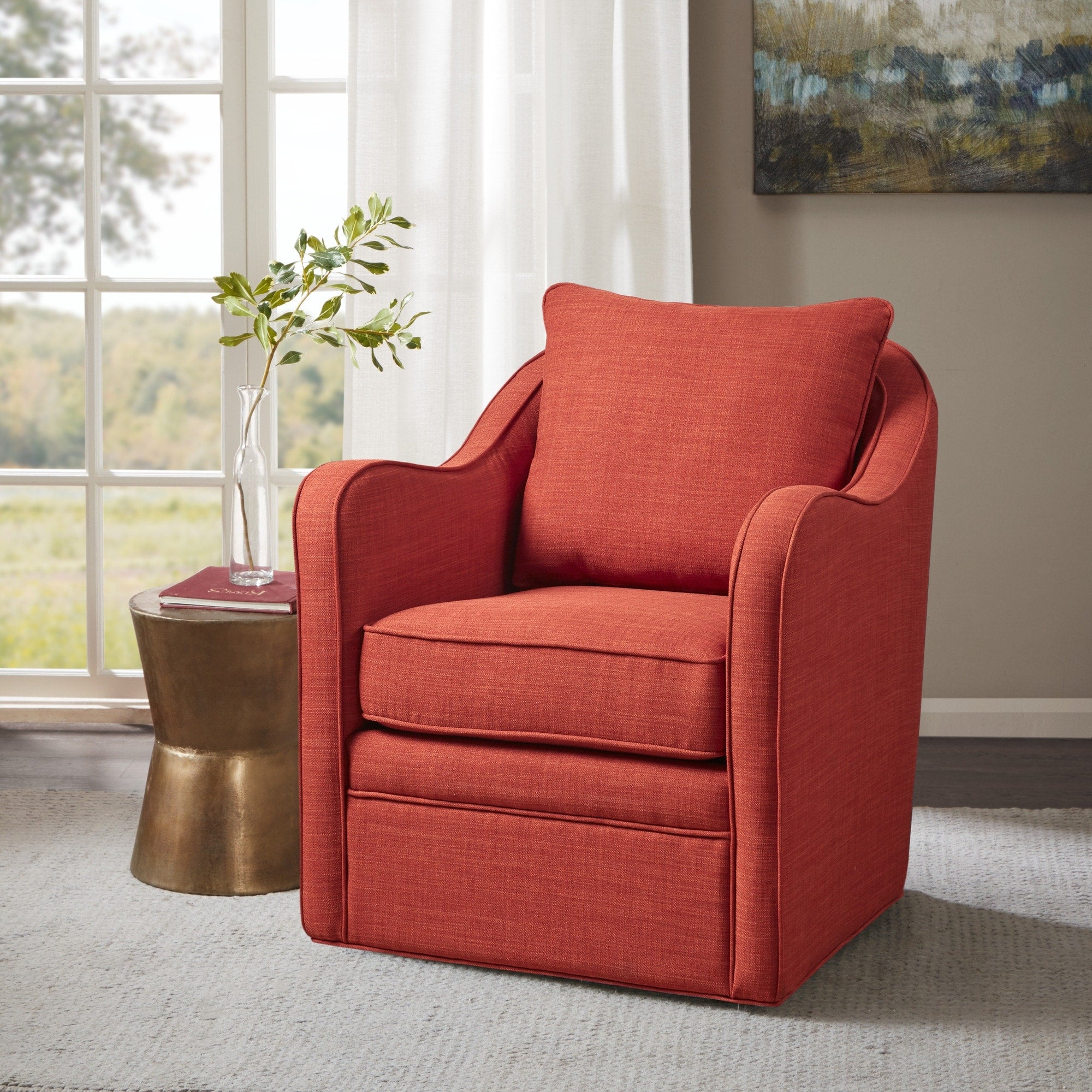 Madison Park Betty Upholstered Swivel Curved Armchair