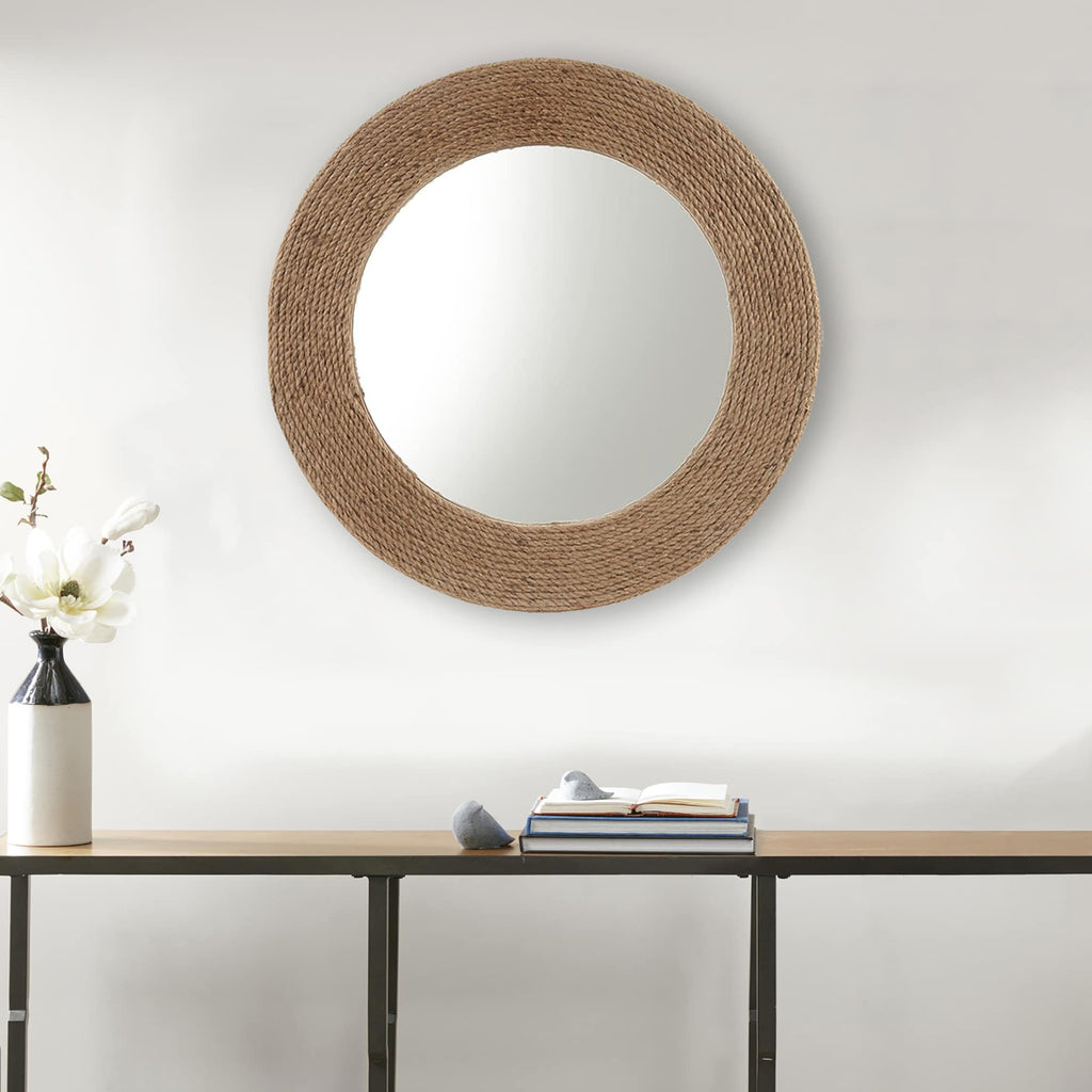 Madison Park Cove Natural Jute Rope Round Wall Mirror 26
