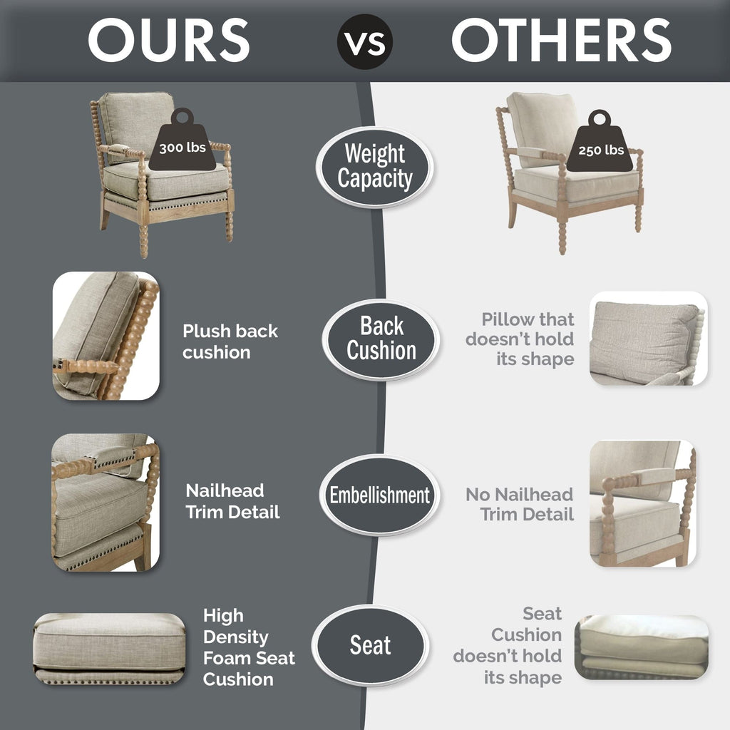 Madison Park Donohue Turned Wood Frame Armchair