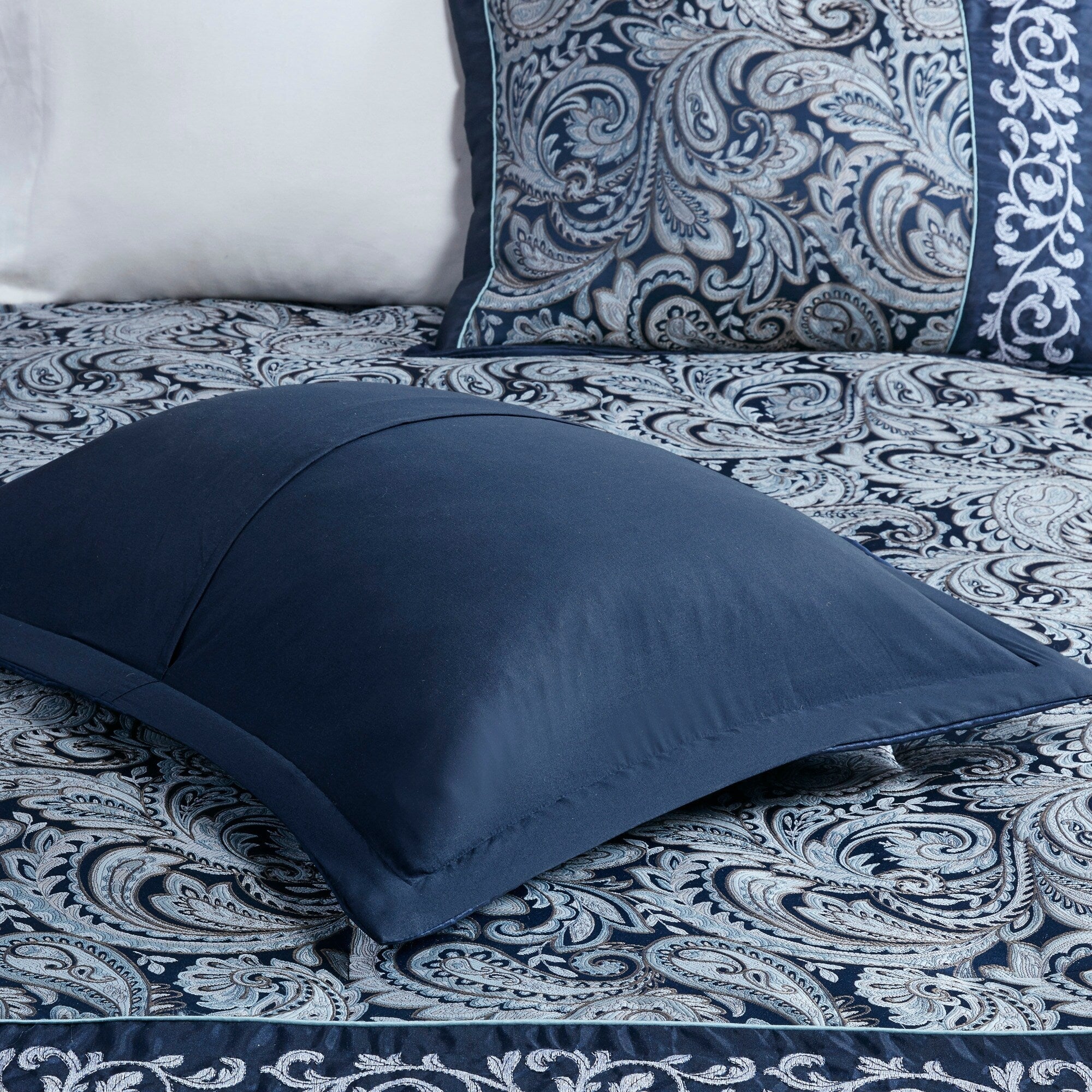 Madison Park Elaine Navy 7 Piece Jacquard Comforter Set