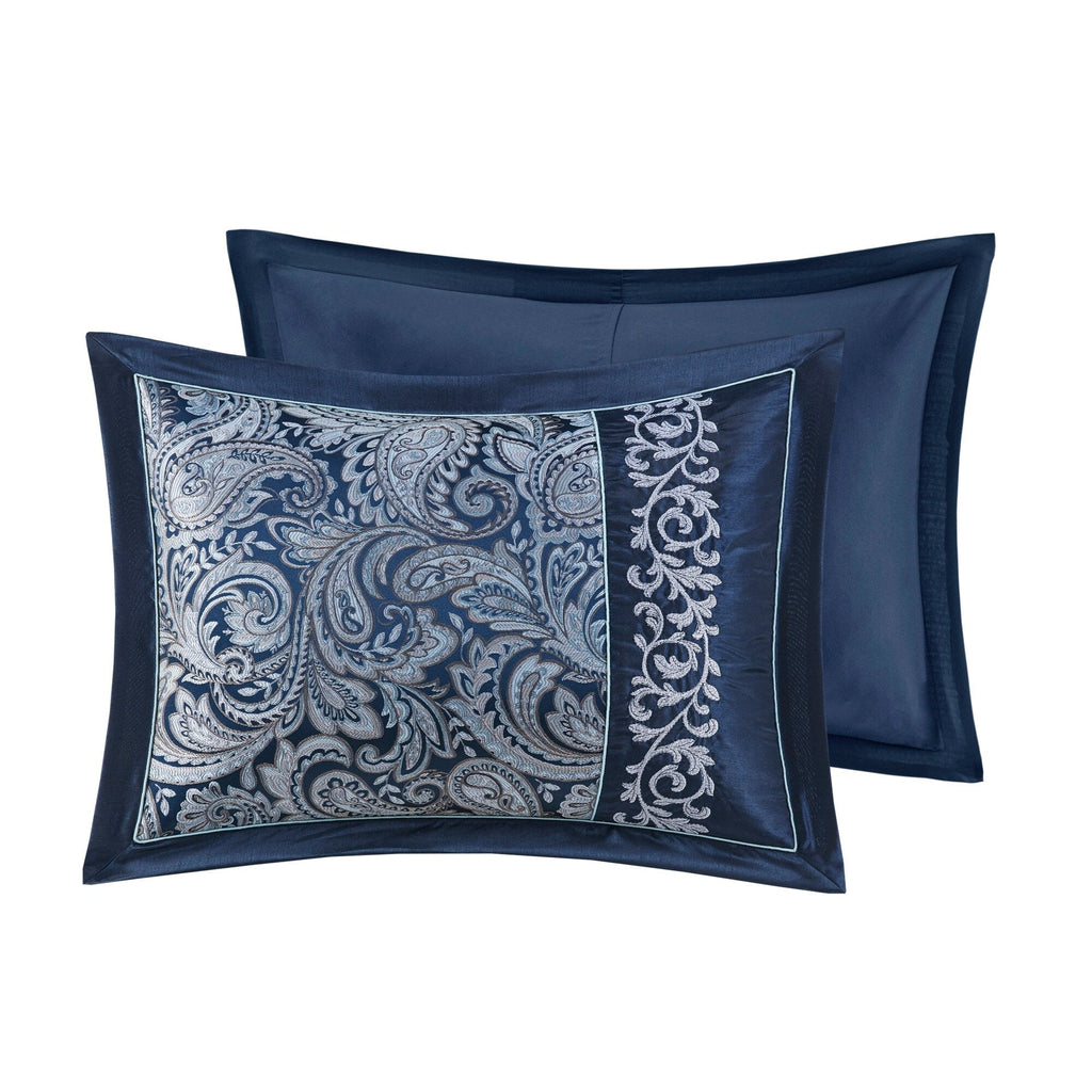 Madison Park Elaine Navy 7 Piece Jacquard Comforter Set