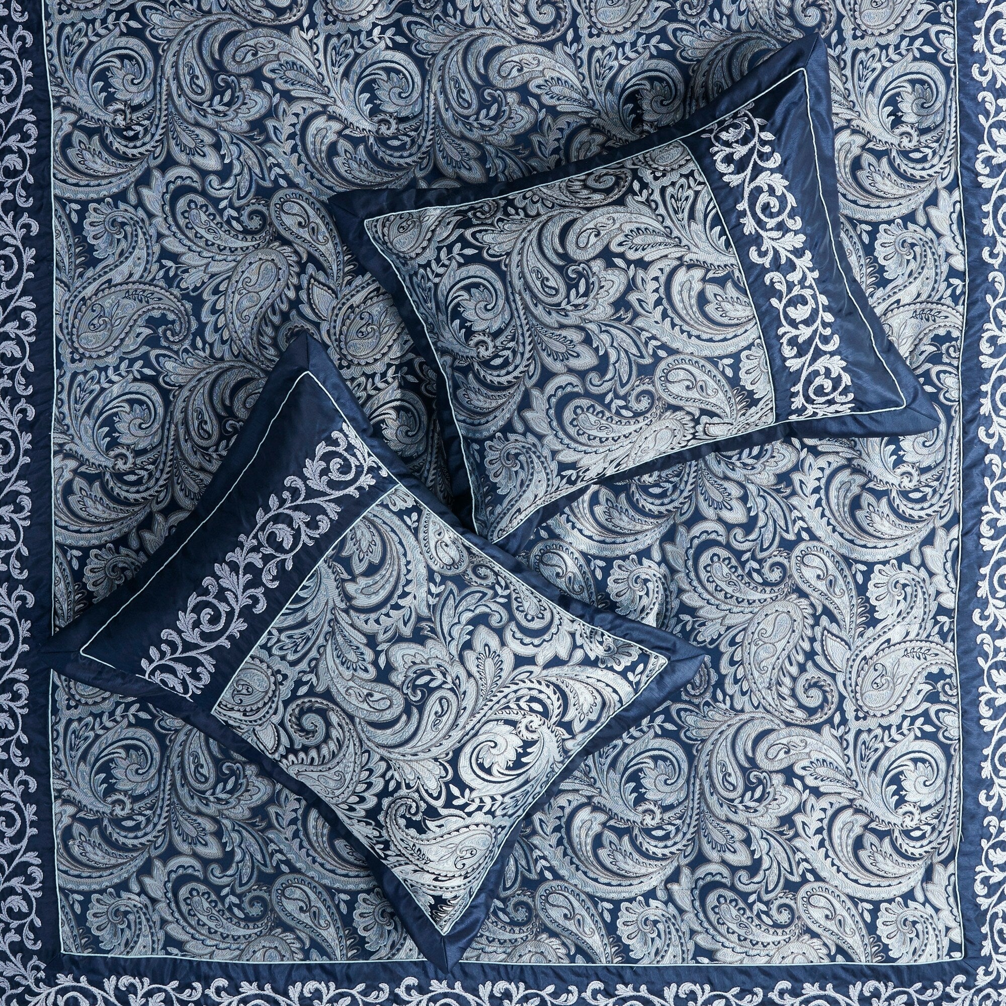 Madison Park Elaine Navy 7 Piece Jacquard Comforter Set