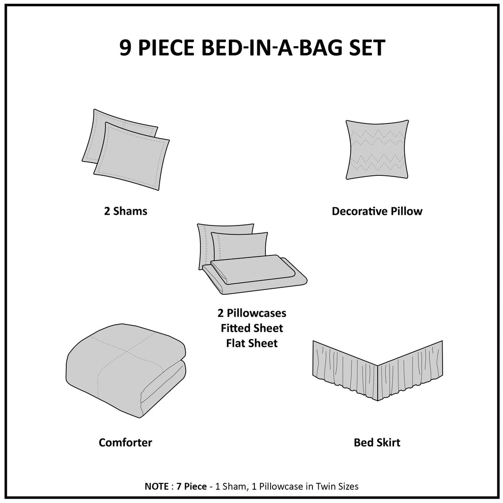 Madison Park Essentials Pelham Bay Coral/ Green Comforter Set with Cotton Bed Sheets