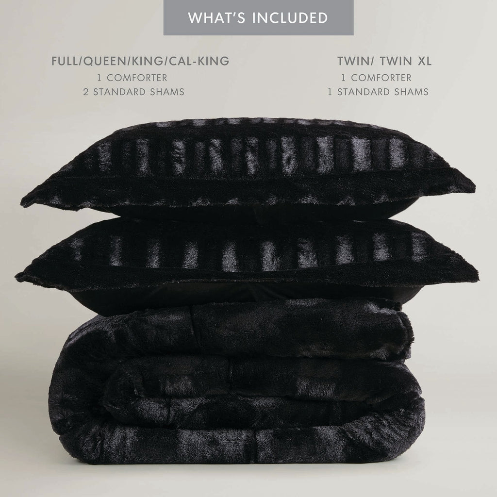 Madison Park Margot Back Print Long Fur Comforter Set