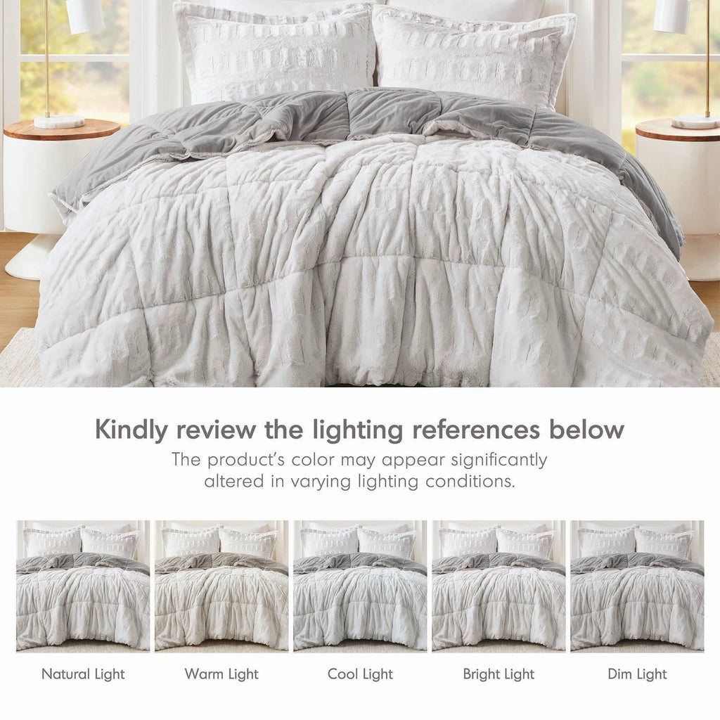 Madison Park Margot Back Print Long Fur Comforter Set