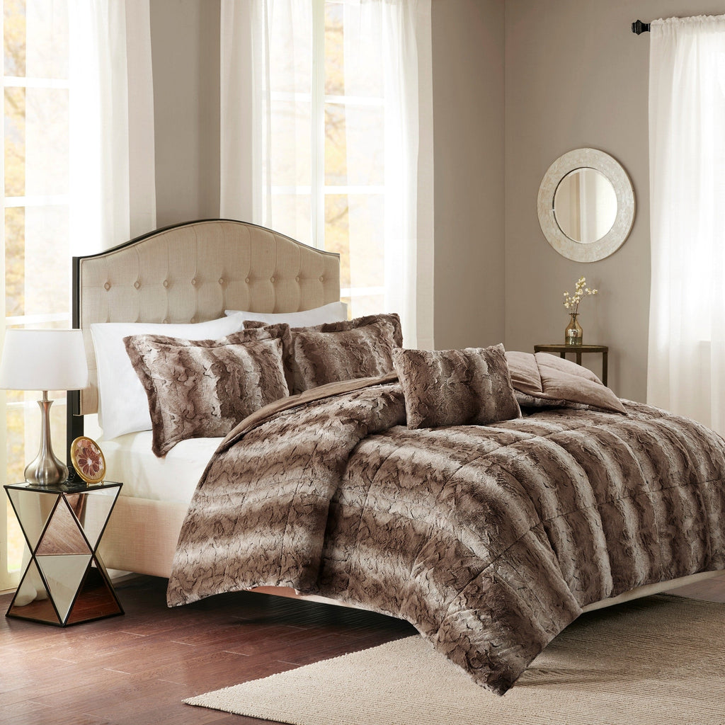 Madison Park Marselle Faux Fur Comforter Set