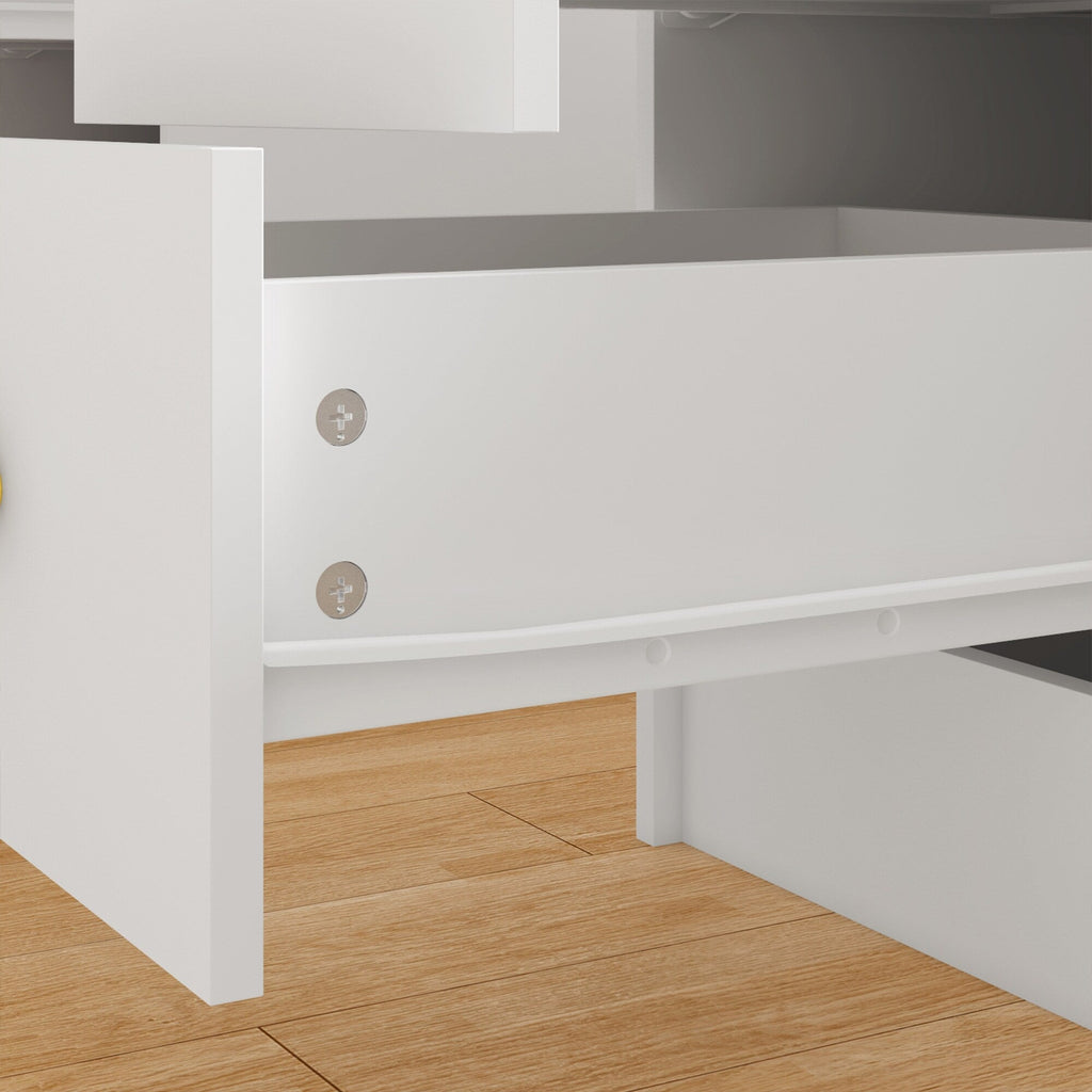 Makeup Vanity w/Tri-Fold Mirror Certified Lighting Glass Top Dresser