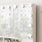 Makeup Vanity w/Tri-Fold Mirror Certified Lighting Glass Top Dresser