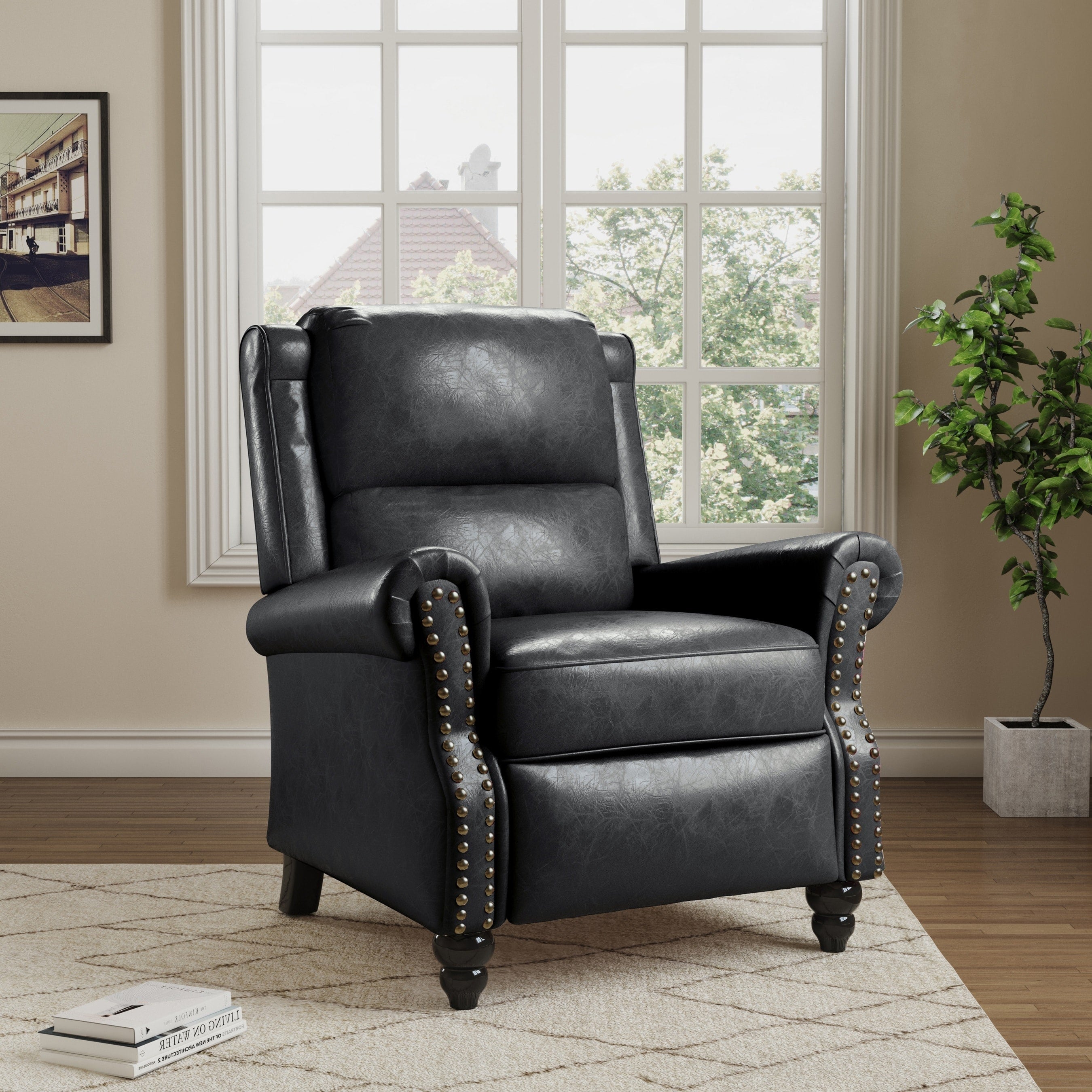 Manual Pushback Recliner Chairs with Nailhead Trim