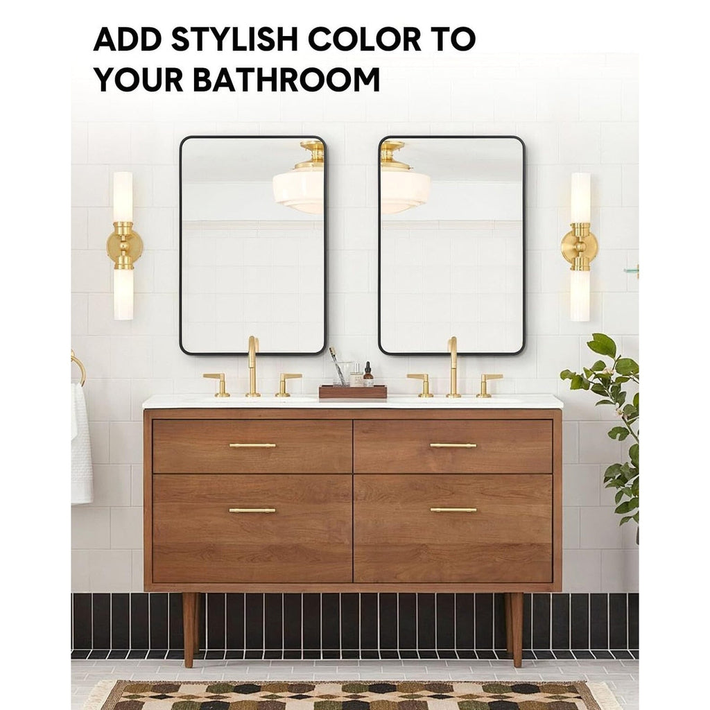 Matte Black Round Mirror