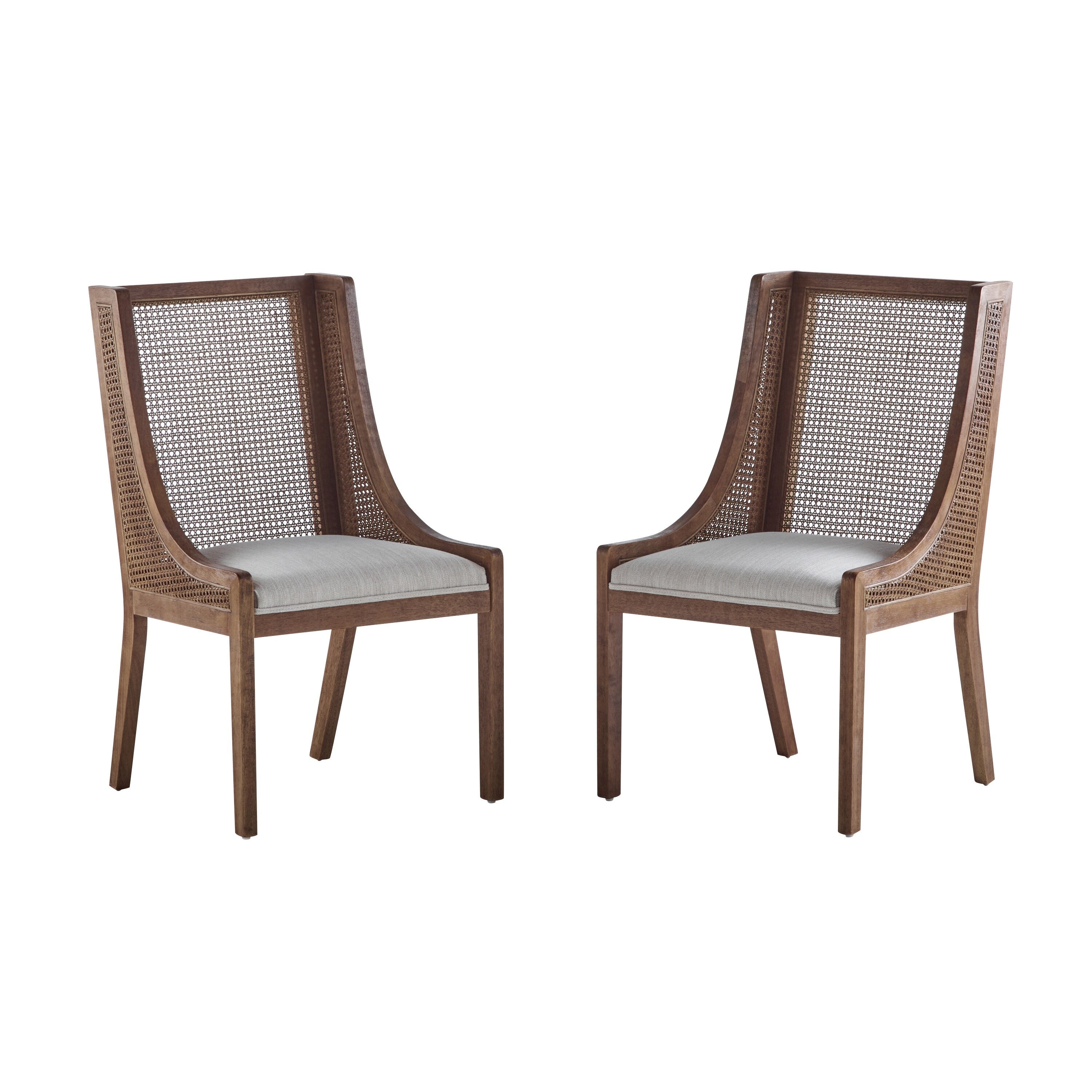 Maurers Cane and Wood Upholstered Dining Chairs (Set of 2) by Christopher Knight Home