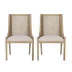 Maurers Cane and Wood Upholstered Dining Chairs (Set of 2) by Christopher Knight Home