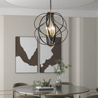 Maxax 4 - Light Unique Geometric Chandelier Wrought Iron Accents - 17.7*17.3*17.3