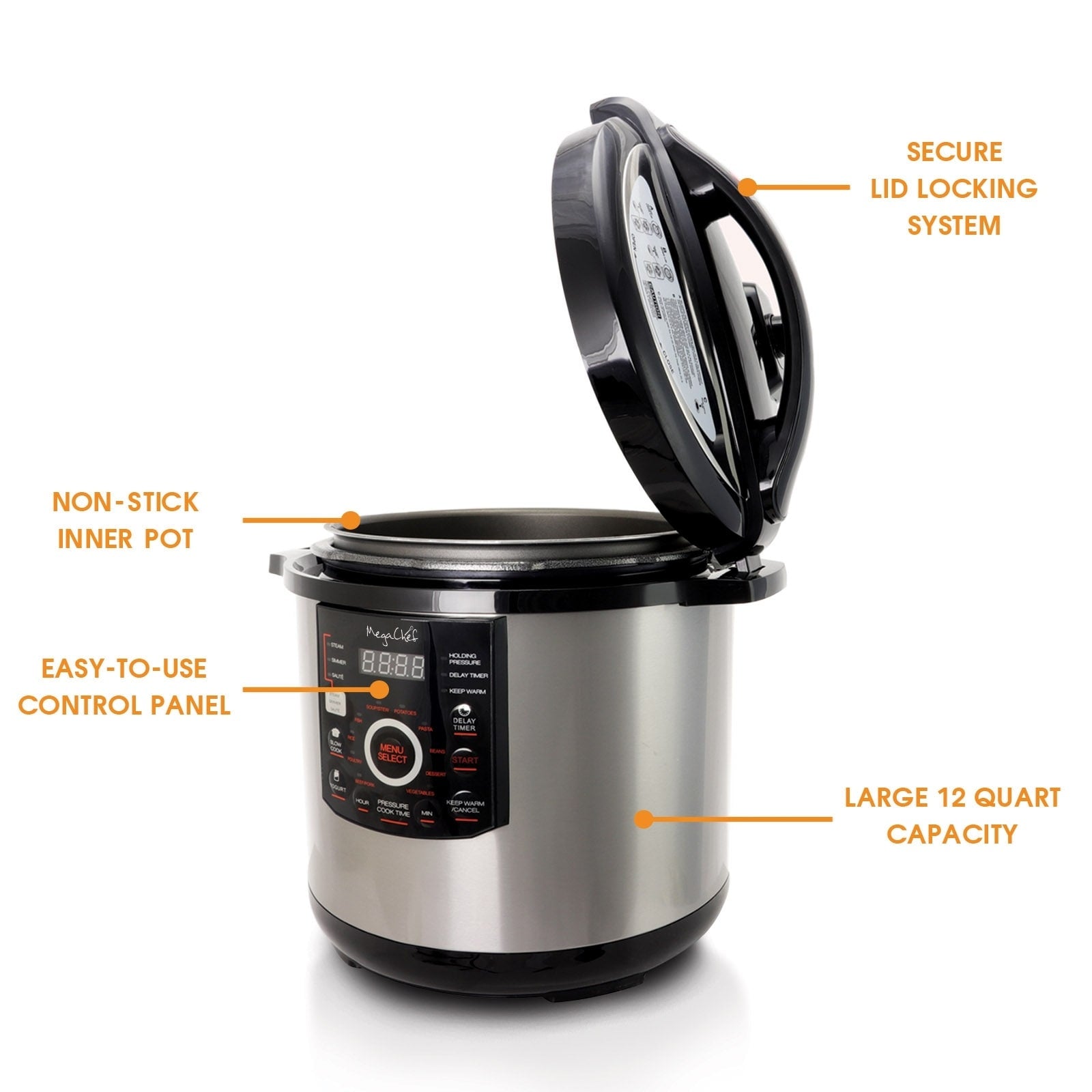 MegaChef Digital Pressure Cooker and Lid with 12 Quart Capacity