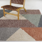 Merril Mid-century Modern Color Block Shag Area Rug