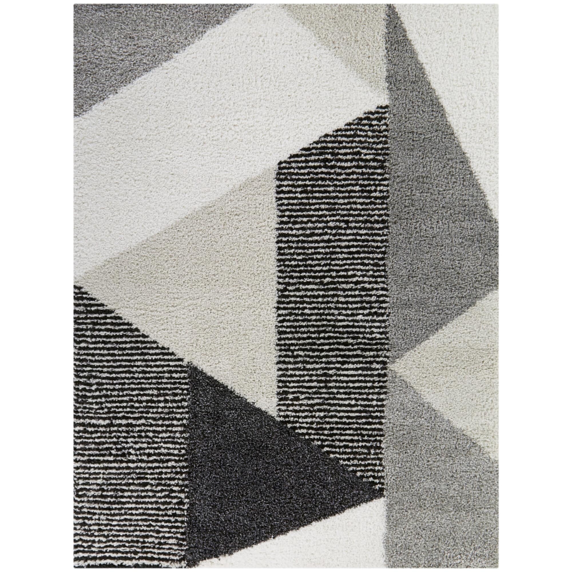 Merril Mid-century Modern Color Block Shag Area Rug