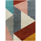 Merril Mid-century Modern Color Block Shag Area Rug