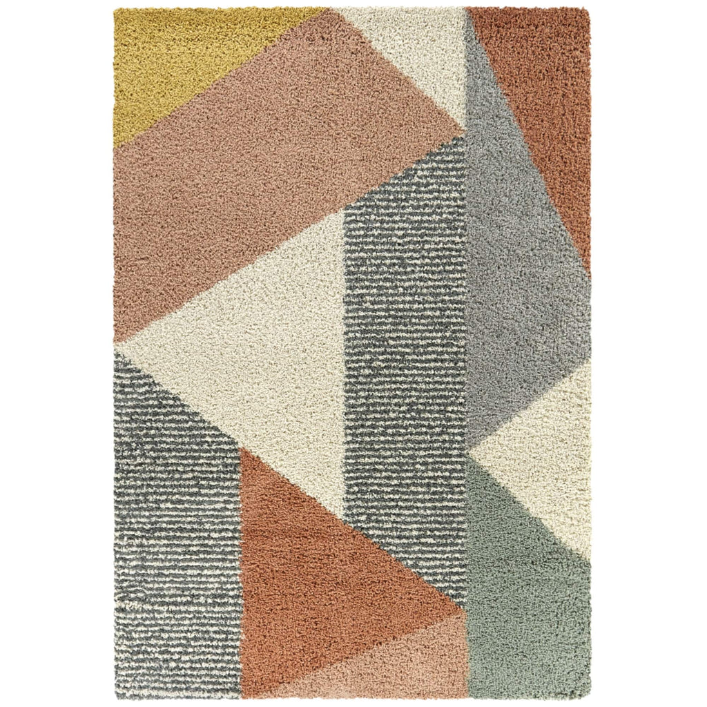 Merril Mid-century Modern Color Block Shag Area Rug