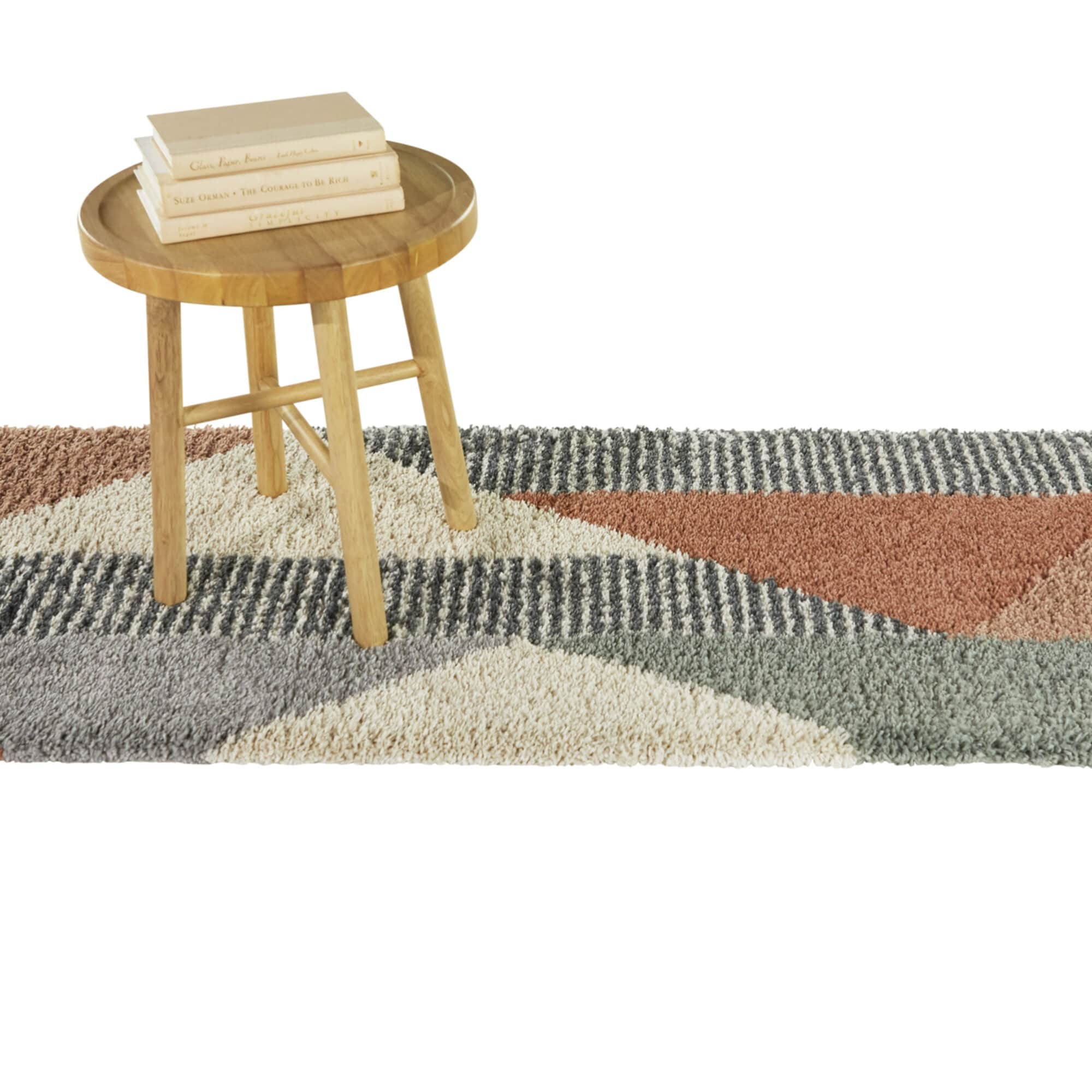 Merril Mid-century Modern Color Block Shag Area Rug