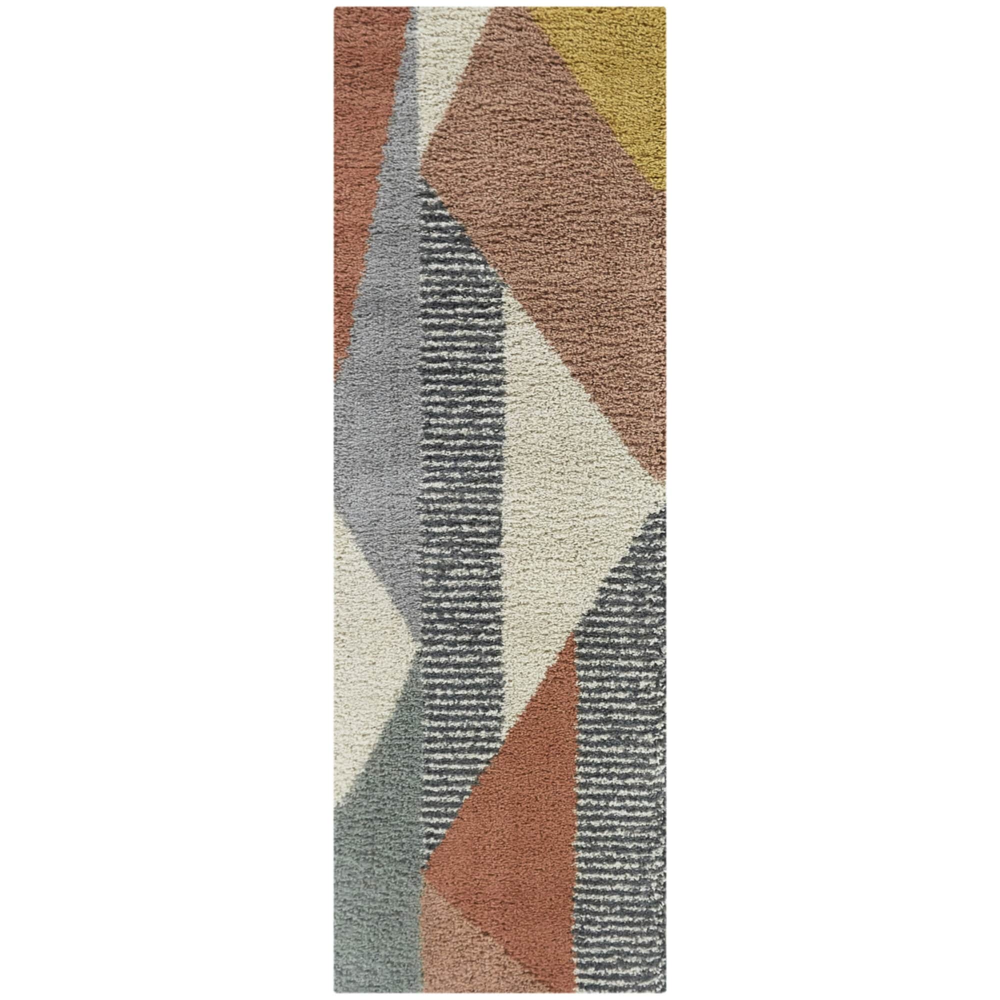 Merril Mid-century Modern Color Block Shag Area Rug