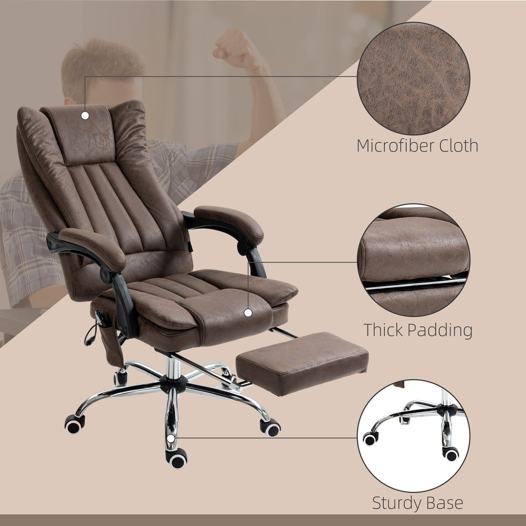 Microfiber Massage Office Chair High Back Ergonomic Recliner Chair with Heat, Footrest and Remote Control