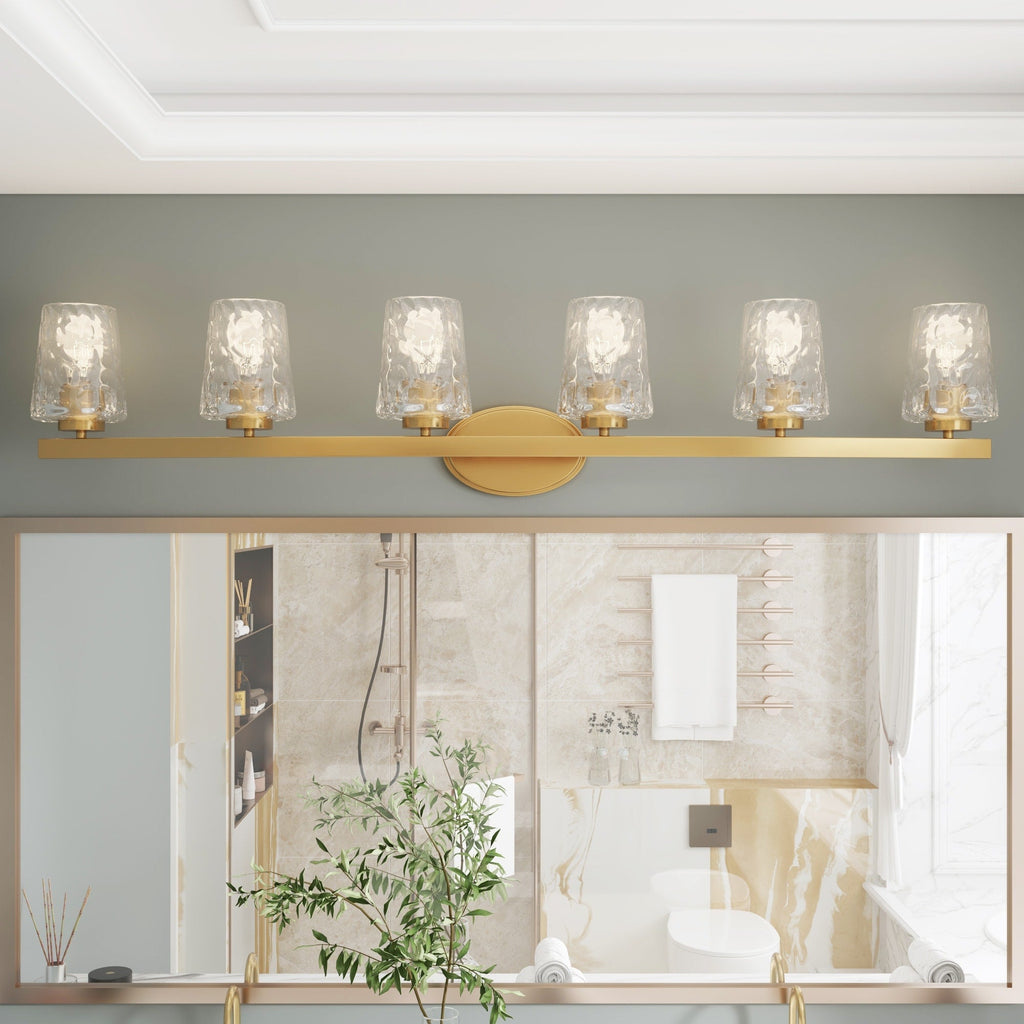 Mid-century Modern 6-light LED Dimmable Bathroom Vanity Light with Art Glass - 51 inches