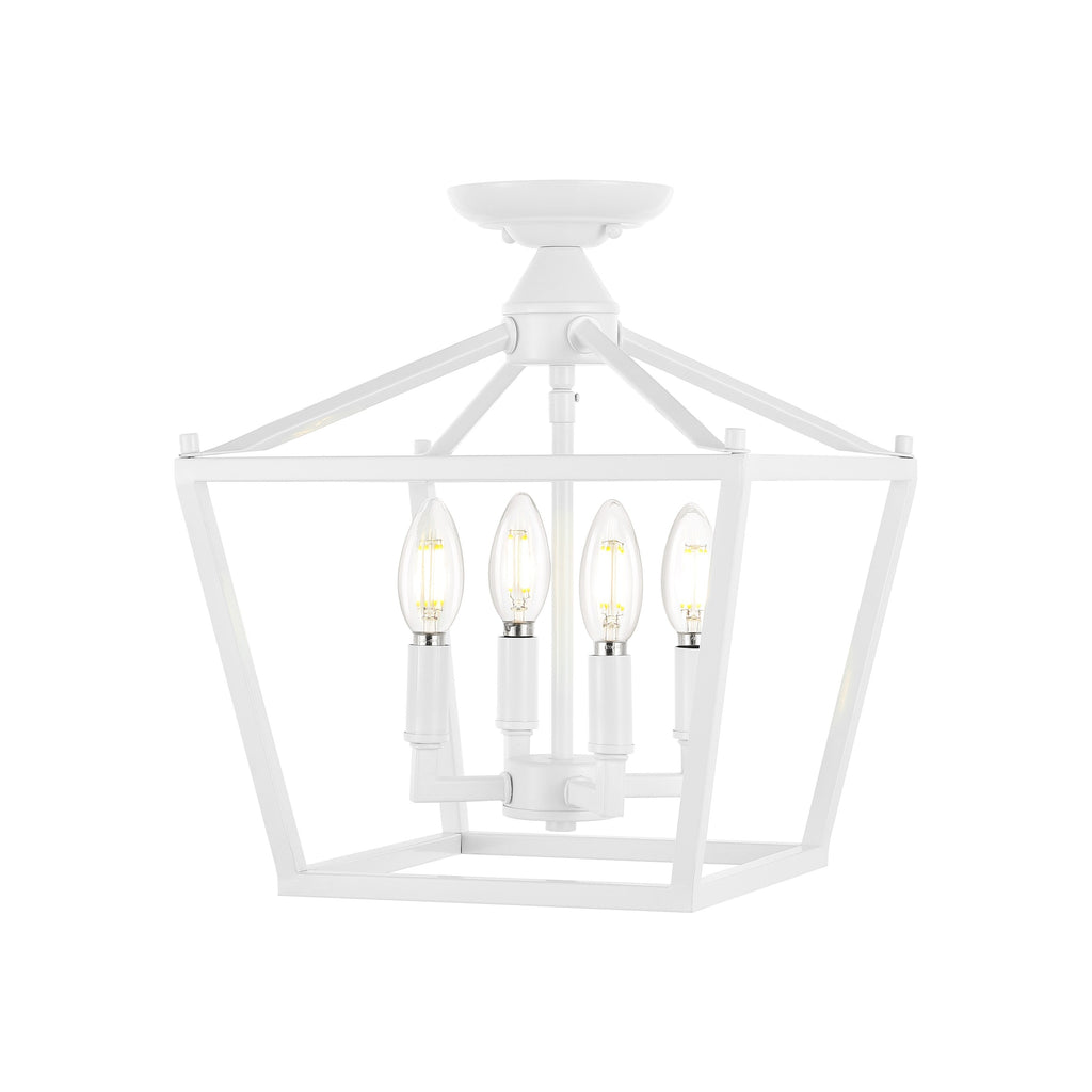 Milton Mini Lantern 4-Light Iron Modern Farmhouse LED Flush Mount, by JONATHAN Y