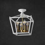 Milton Mini Lantern 4-Light Iron Modern Farmhouse LED Flush Mount, by JONATHAN Y
