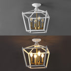 Milton Mini Lantern 4-Light Iron Modern Farmhouse LED Flush Mount, by JONATHAN Y